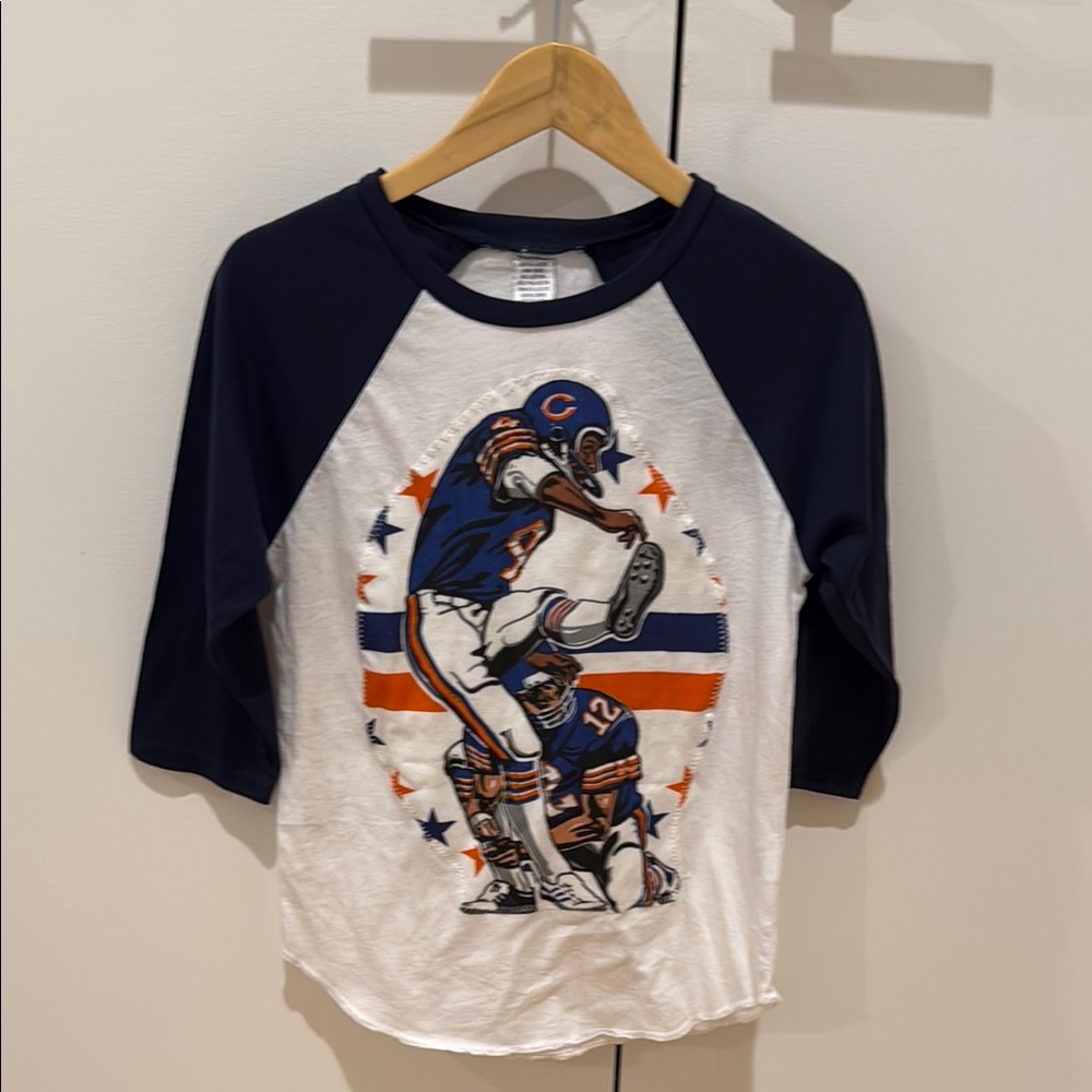 Kids Navy and White Football Graphic Raglan Chicago Bears Shirt